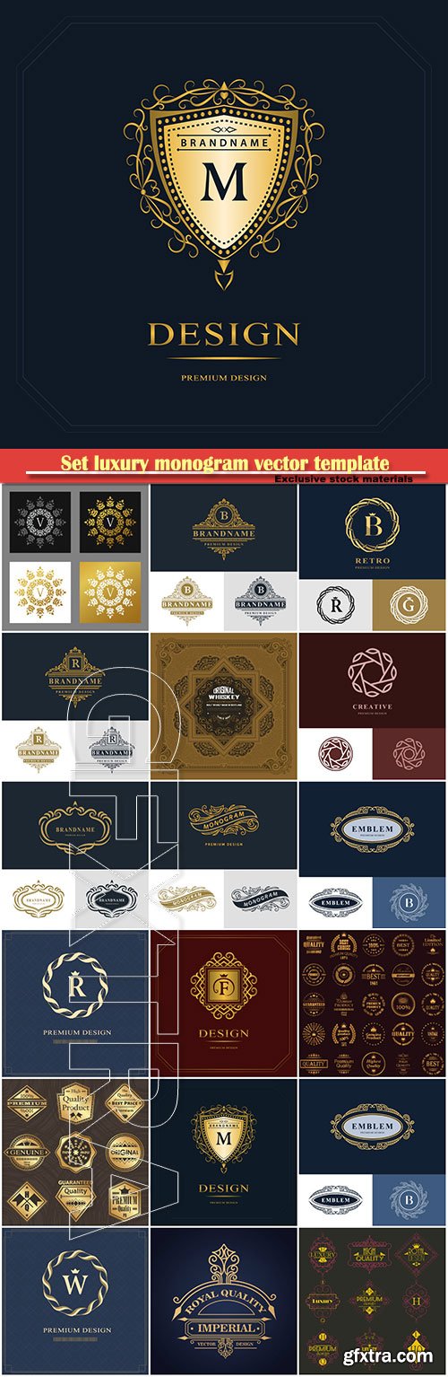 Set luxury monogram vector template, logos, badges, symbols # 16