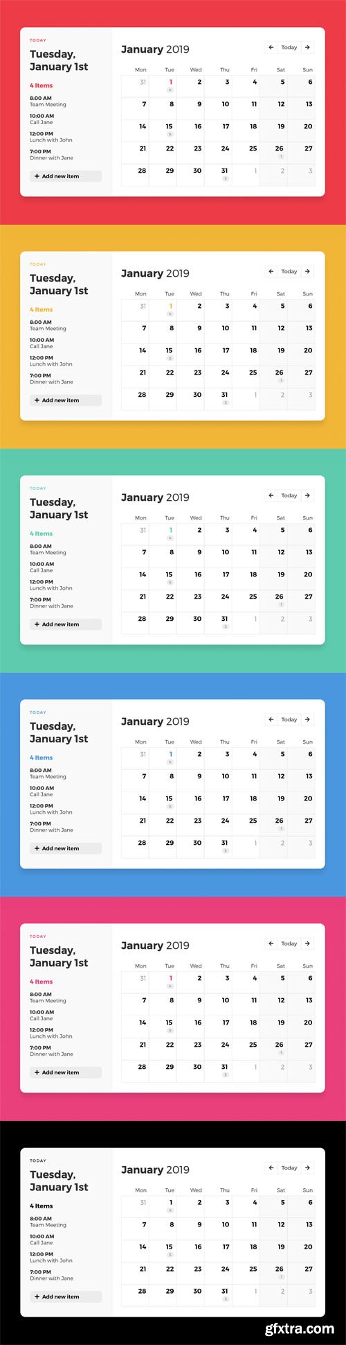 CSS Calendar 2019 Template