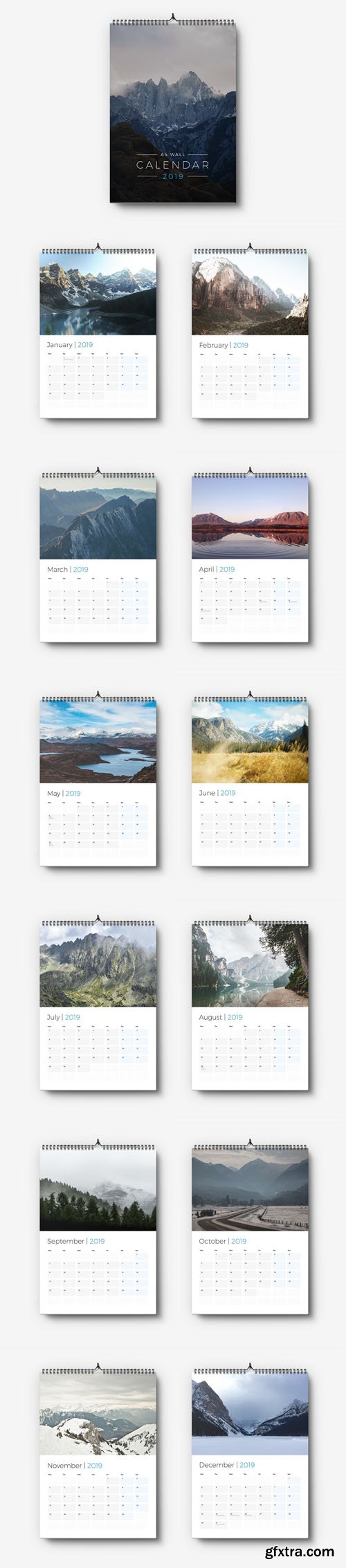 A4 Wall Calendar 2019 InDesign Template