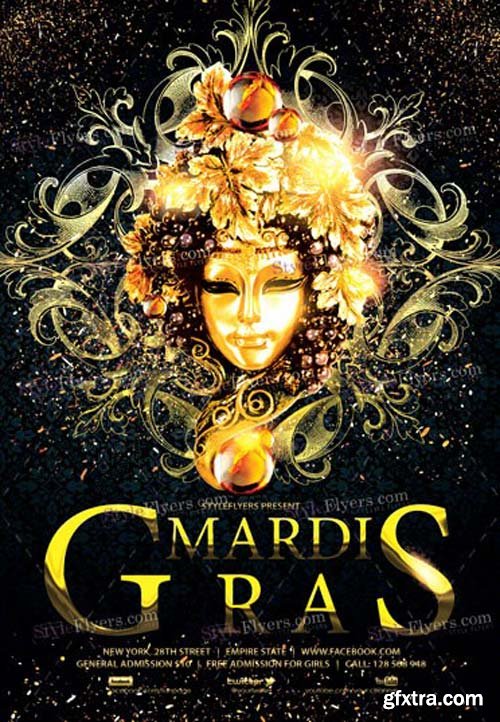 Mardi Gras V1 2019 PSD Flyer Template