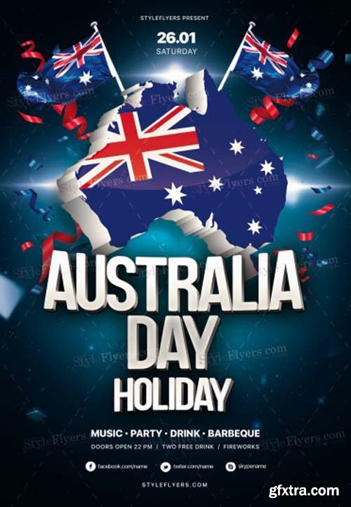 Australia Day Holiday V7 2018 PSD Flyer Template