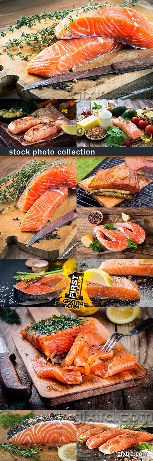 Salmon fillet with spices lemon and rosemary healthy food