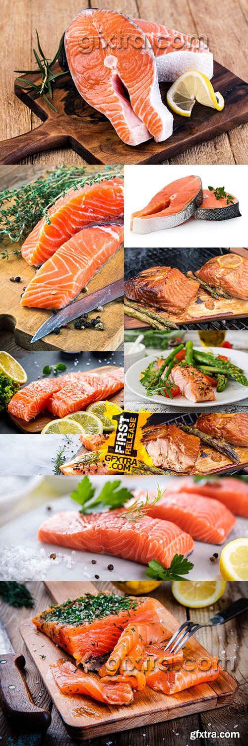 Salmon fillet with spices lemon and rosemary healthy food