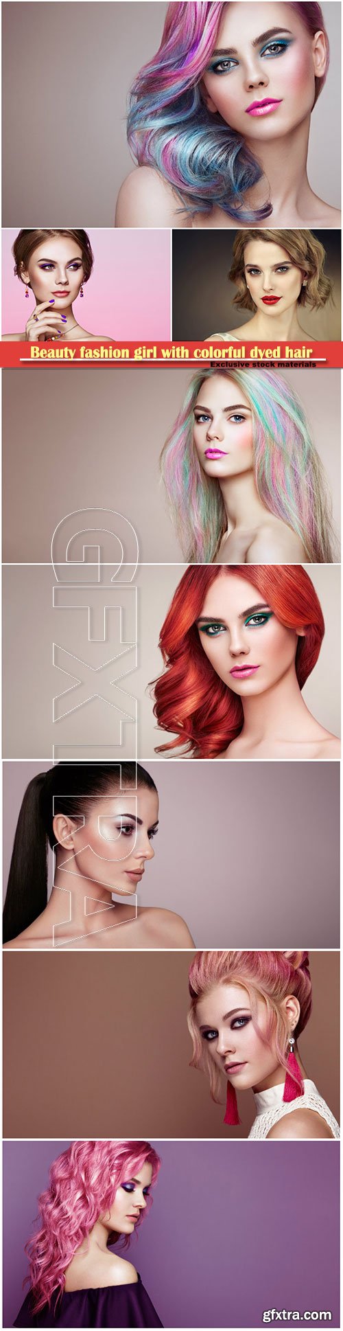 Beauty fashion model girl with colorful dyed hair