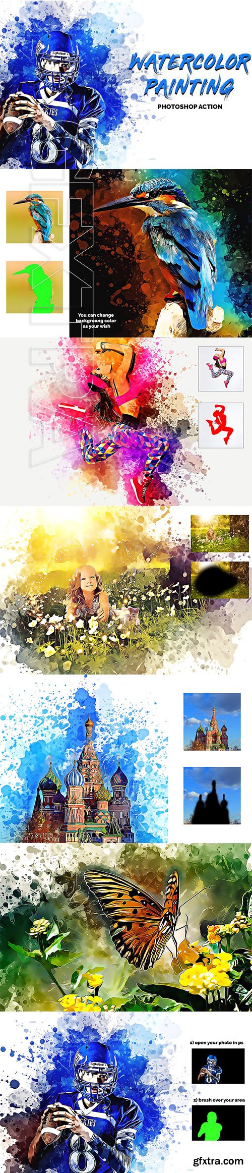 CreativeMarket - Watercolor Painting Photoshop Action 3365167