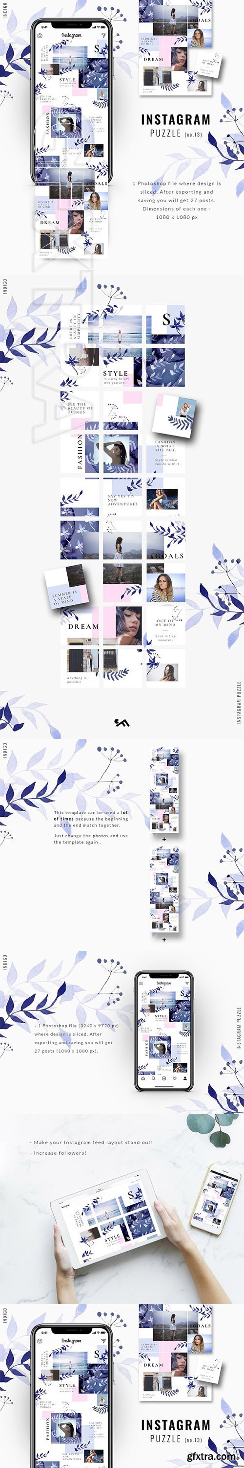 CreativeMarket - Instagram PUZZLE template - Indigo 3367855