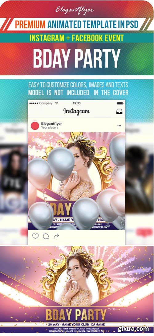 Birthday Party V2 2019 Animated Instagram + Facebook Flyer Template