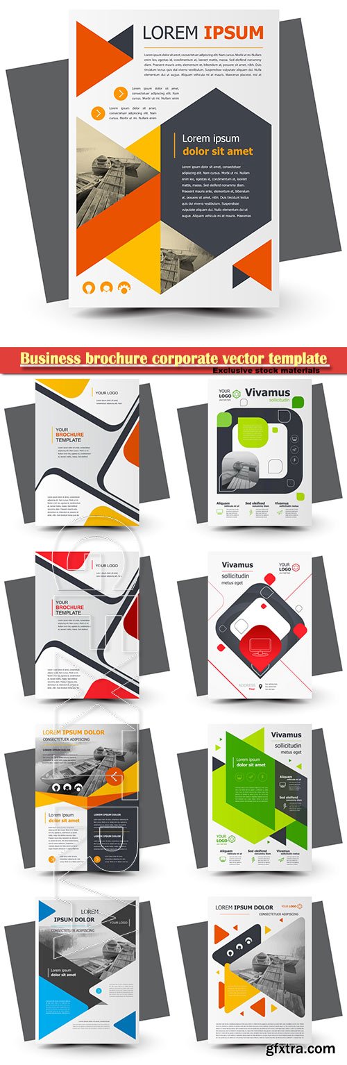 Business brochure corporate vector template, magazine flyer mockup # 18