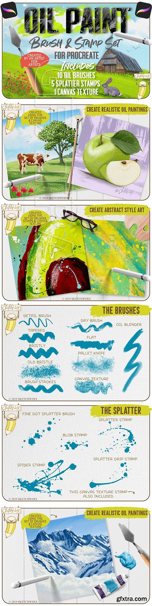 CreativeMarket - Oil Paint Brush & Stamp Set 3378608