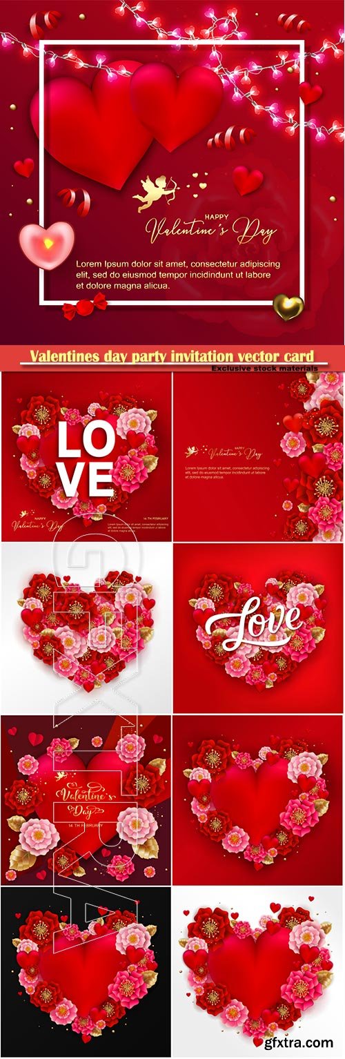 Valentines day party invitation vector card