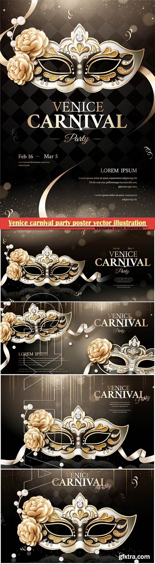 Venice carnival party poster vector illustration