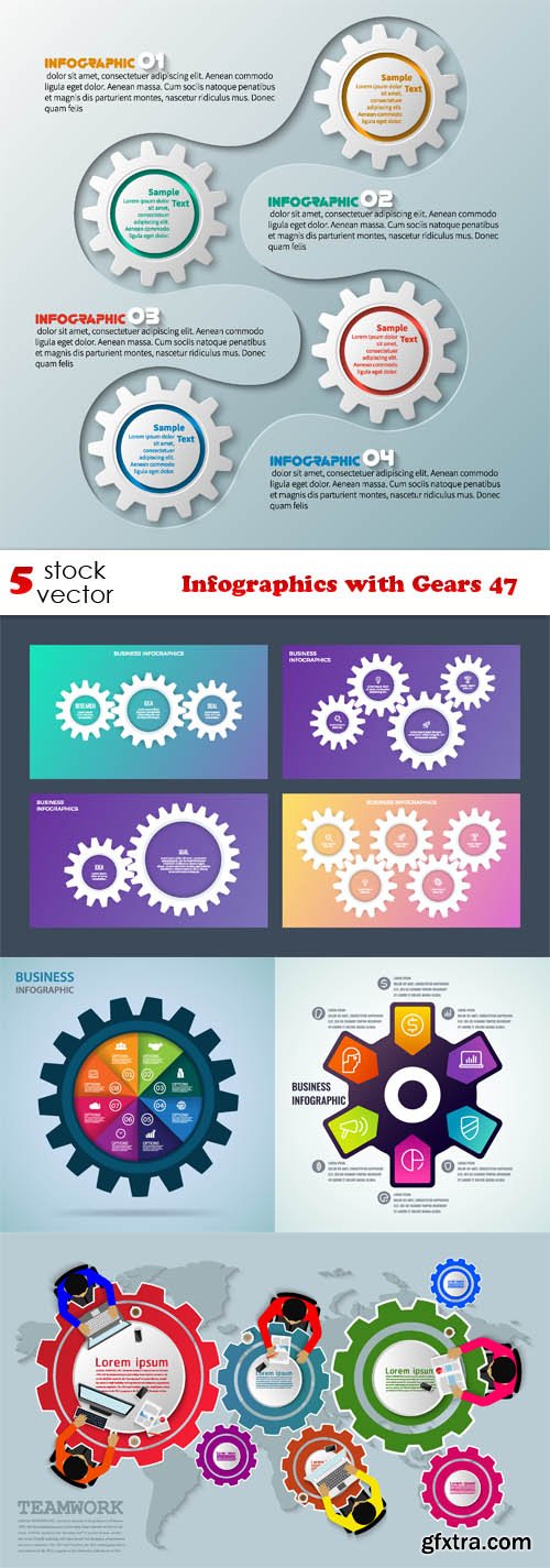 Vectors - Infographics with Gears 47
