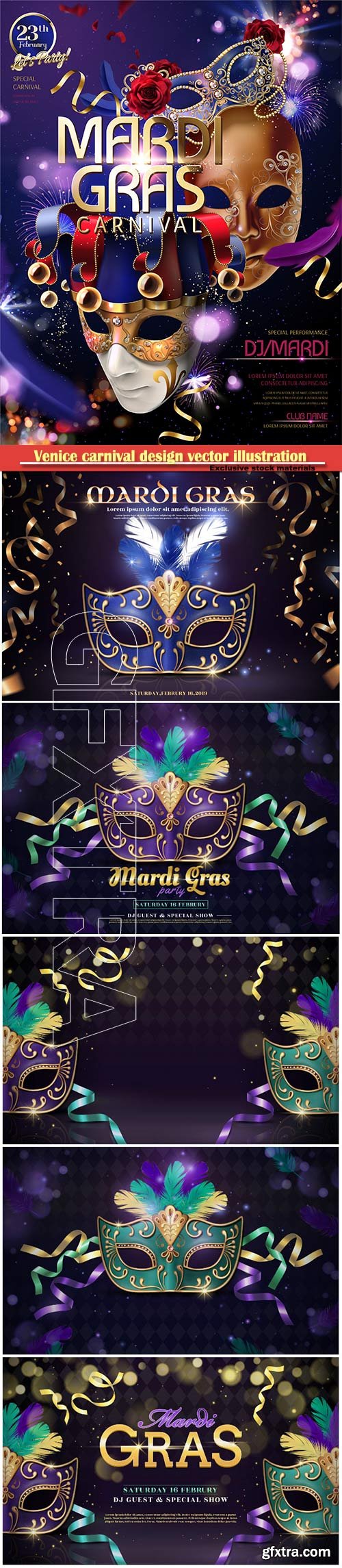 Venice carnival design vector illustration, Mardi gras # 4