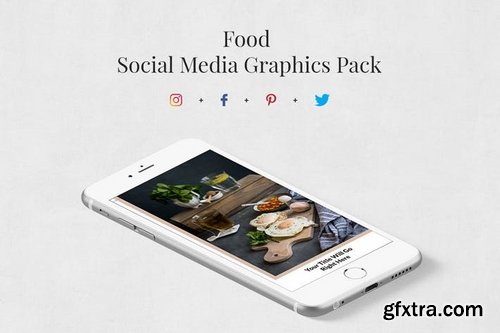 Food Pinterest Twitter Facebook Instagram Posts Pack and Animated Instagram Stories Pack