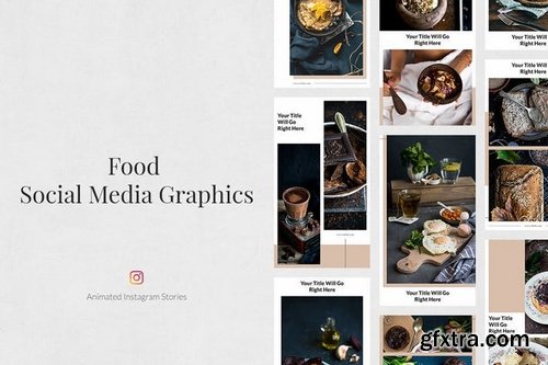 Food Pinterest Twitter Facebook Instagram Posts Pack and Animated Instagram Stories Pack