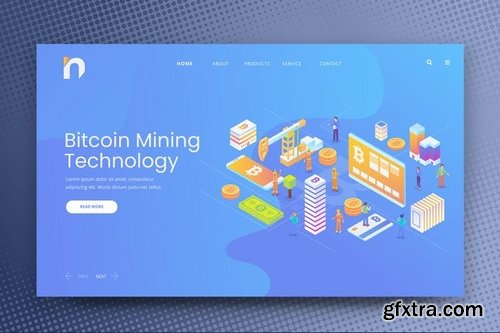 Isometric Bitcoin Web PSD and AI Vector Template