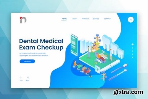 Isometric Dental Web PSD and AI Vector Template