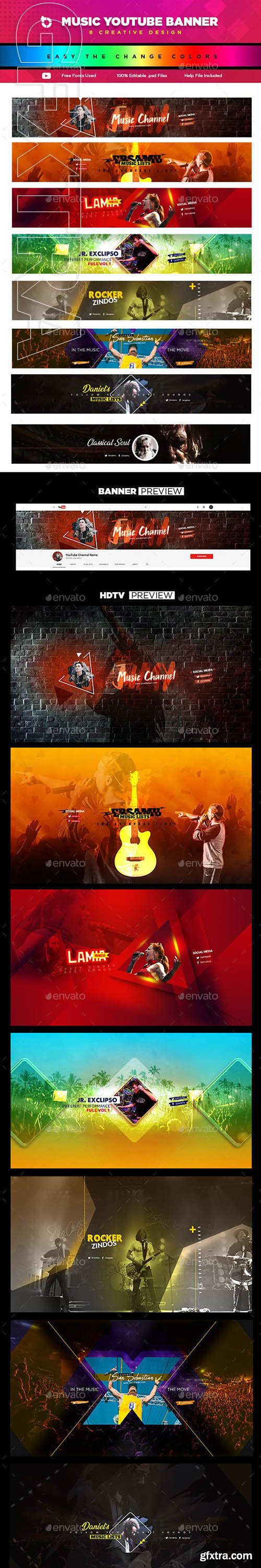 GraphicRiver - 8 Creative Music YouTube Banners 23143457