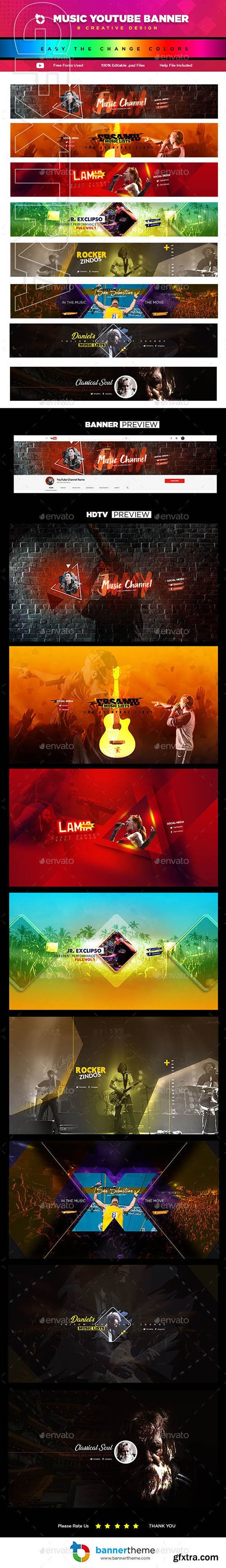 GraphicRiver - 8 Creative Music YouTube Banners 23143457