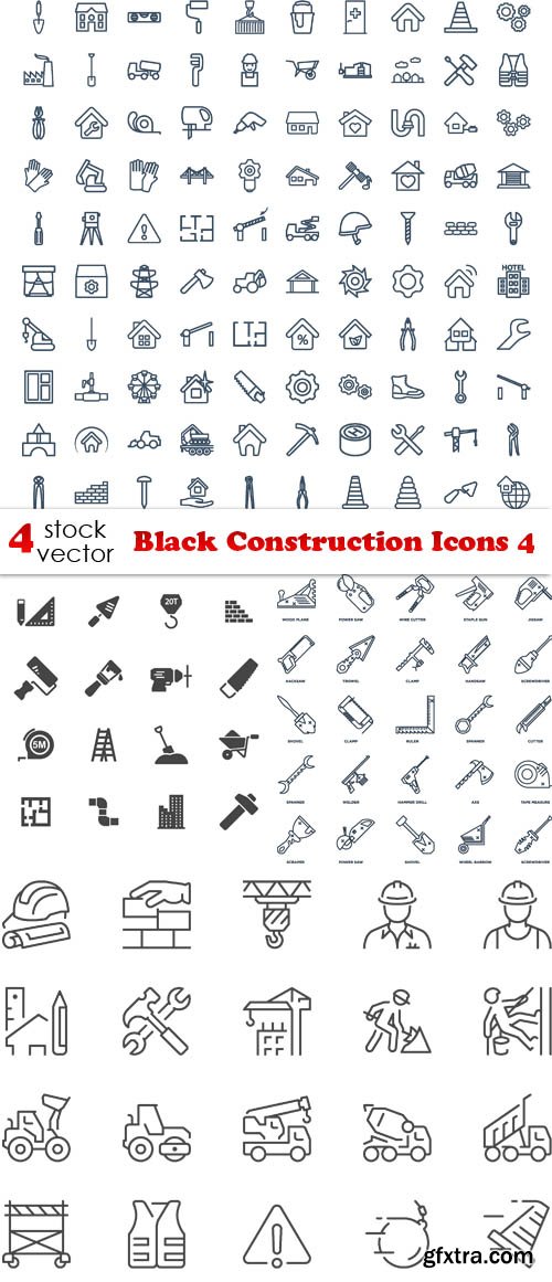 Vectors - Black Construction Icons 4