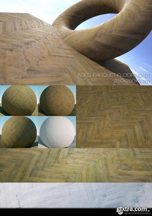 Aged Parquet Flooring 01 PBR Textures