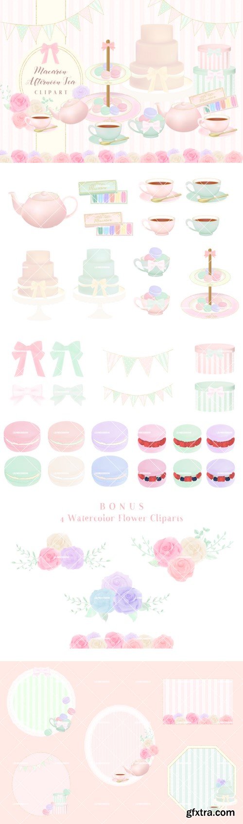 Macaron Afternoon Tea Party Cliparts