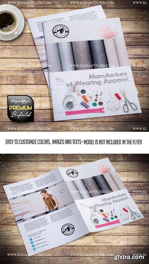 Manufacture of Wearing Apparel V1 2019 Bi-Fold PSD Brochure Template