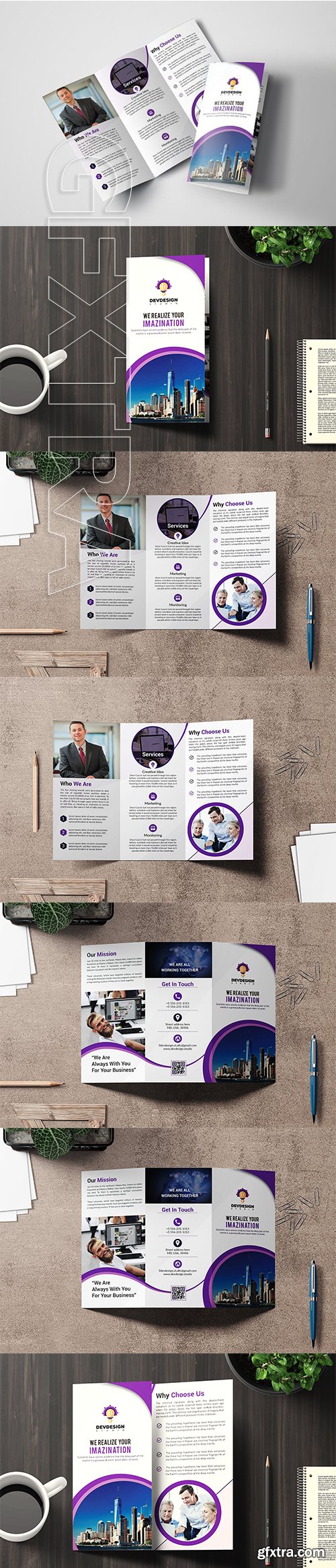 CreativeMarket - Corporate Trifold Brochure Design 3309907