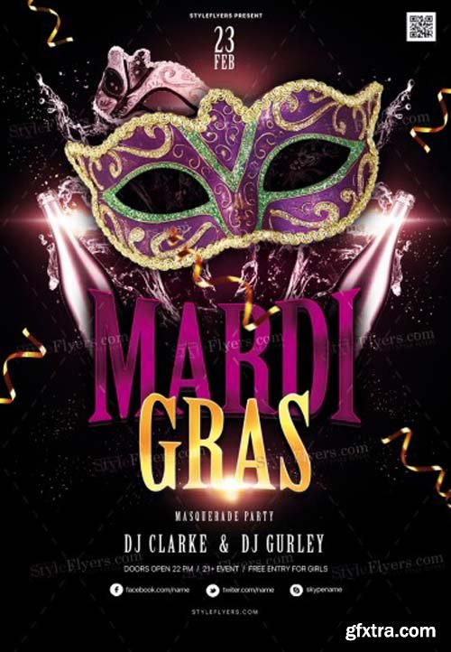 Mardi Gras V3 2019 PSD Flyer Template