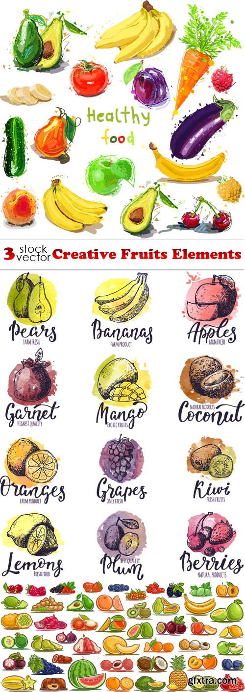 Vectors - Creative Fruits Elements