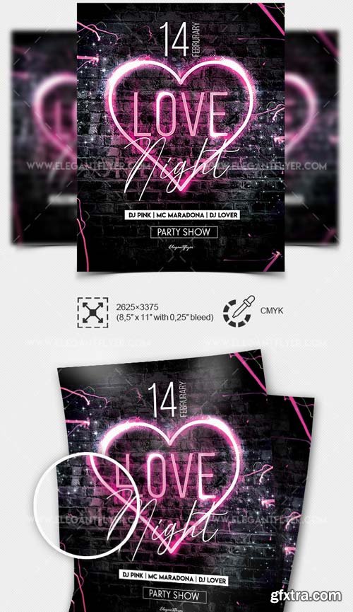 Love Night V1 2019 Flyer Template PSD + Facebook Cover + Instagram Post