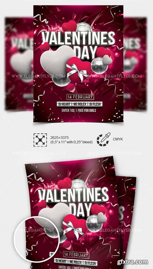 St. Valentine’s Day Party V12 2019 Flyer Template PSD + Facebook Cover + Instagram Post