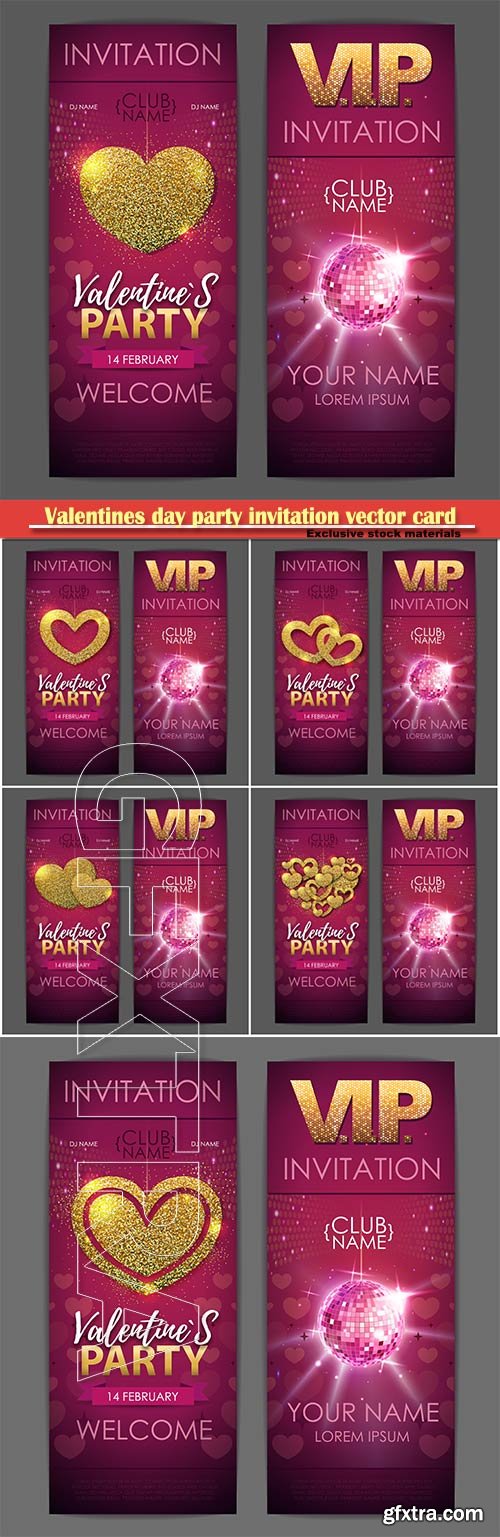 Valentines day party invitation vector card # 11