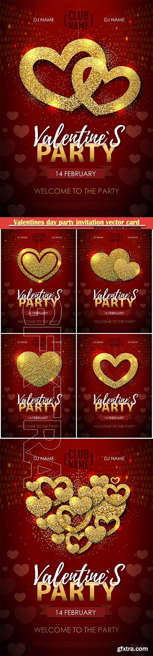 Valentines day party invitation vector card # 13