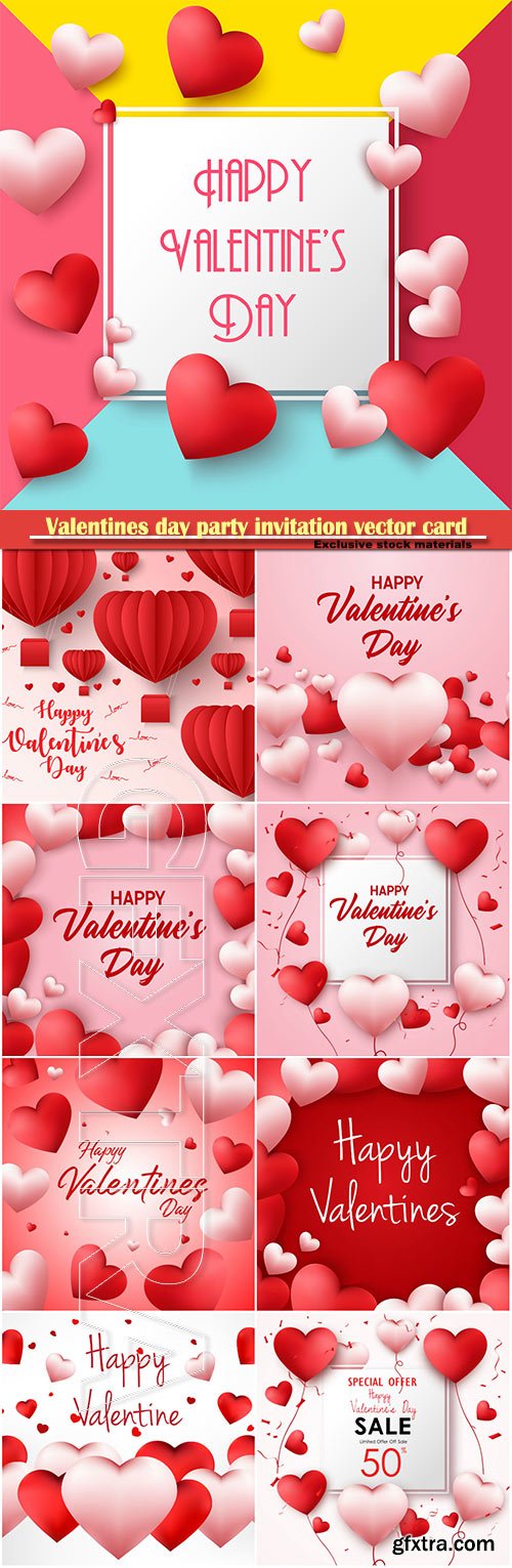 Valentines day party invitation vector card # 14