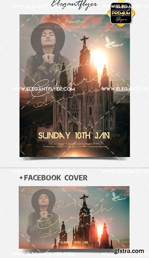 Royal Church Anniversary V1 2019 Flyer Template PSD + Facebook Cover + Instagram Post