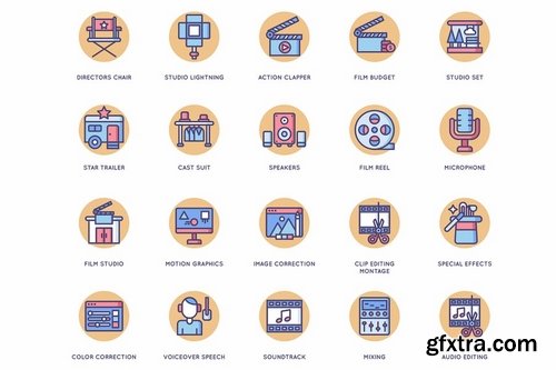 60 Video Production Icons Butterscotch Series