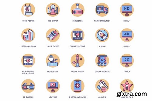 60 Video Production Icons Butterscotch Series