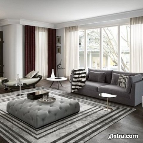 Contemporary Livingroom Interior Scene 02