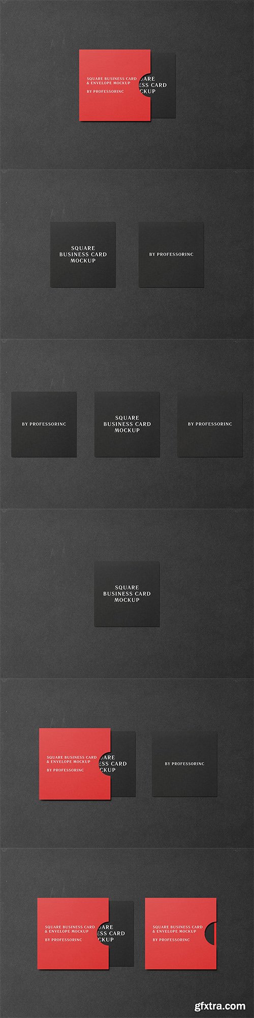 Square Business Card Mockup - Black Edition