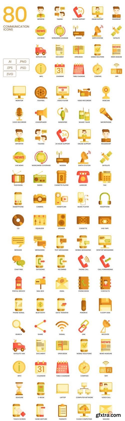 80 Communication Icons | Caramel Series
