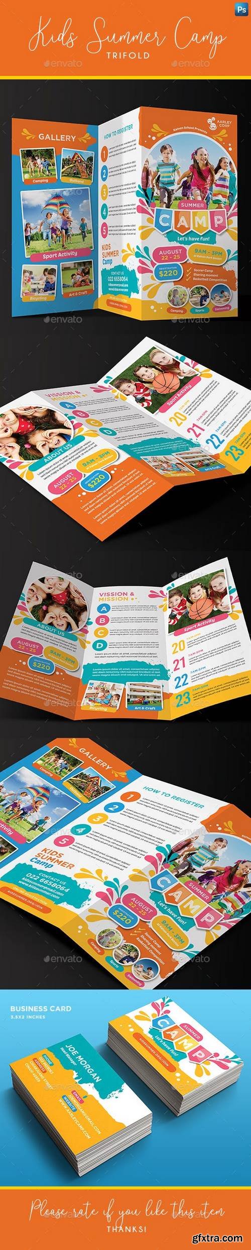 Graphicriver - Kids Summer Camp Trifold + Business Card 23196331