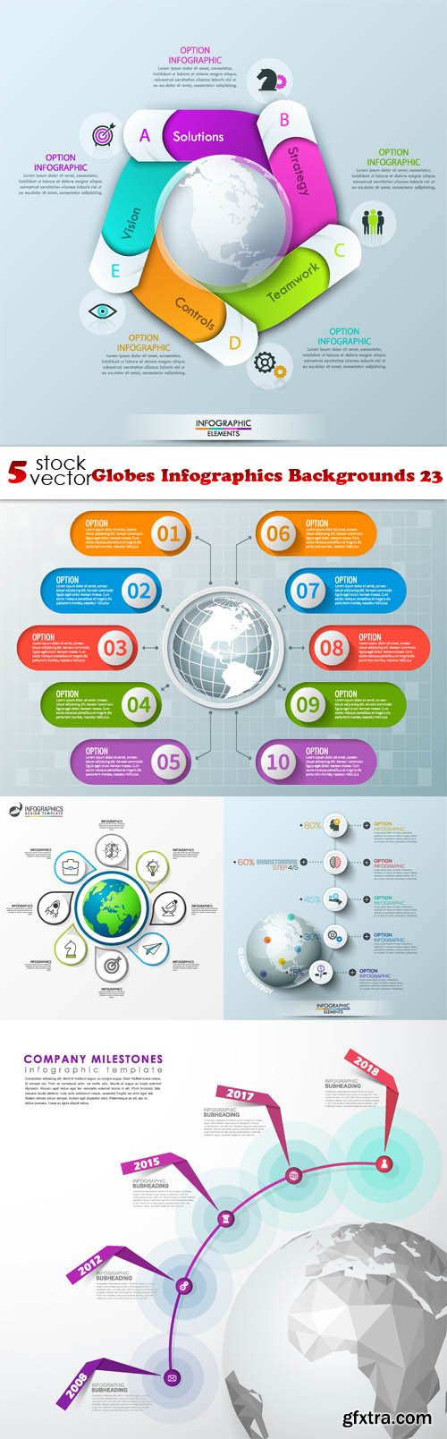 Vectors - Globes Infographics Backgrounds 23
