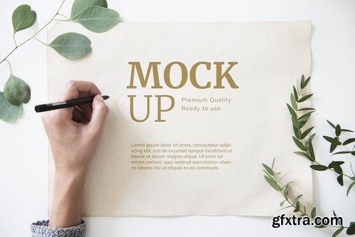 Paper and Leaves Mockup