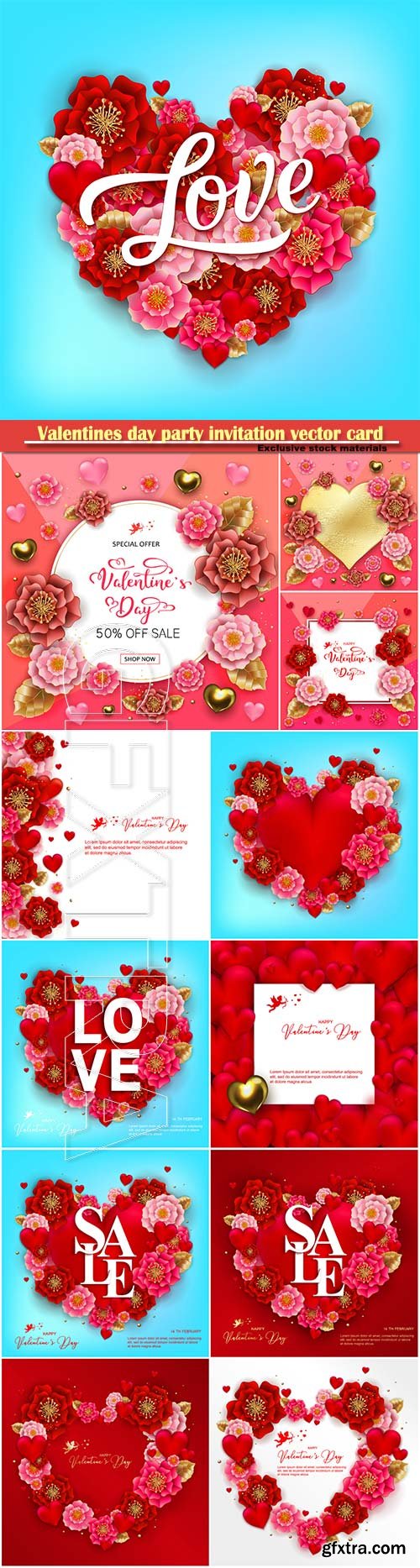 Valentines day party invitation vector card # 23