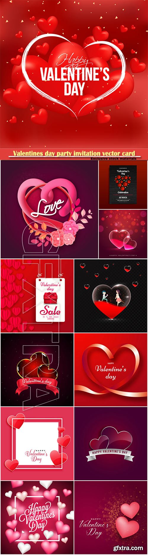 Valentines day party invitation vector card # 22