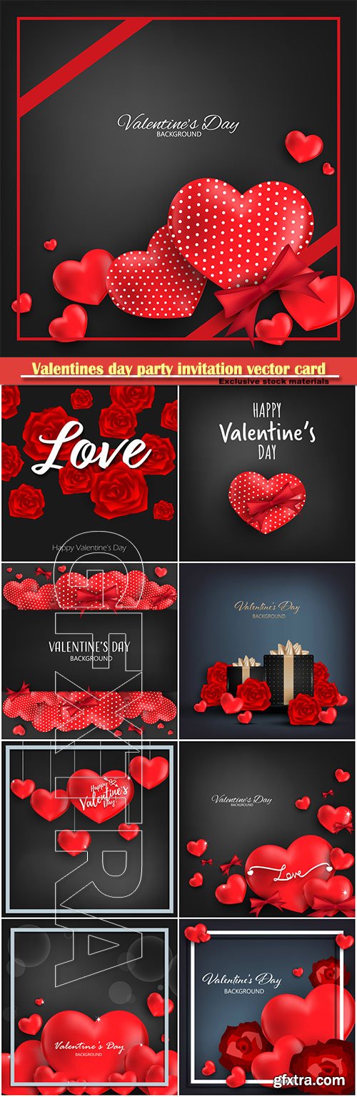 Valentines day party invitation vector card # 24