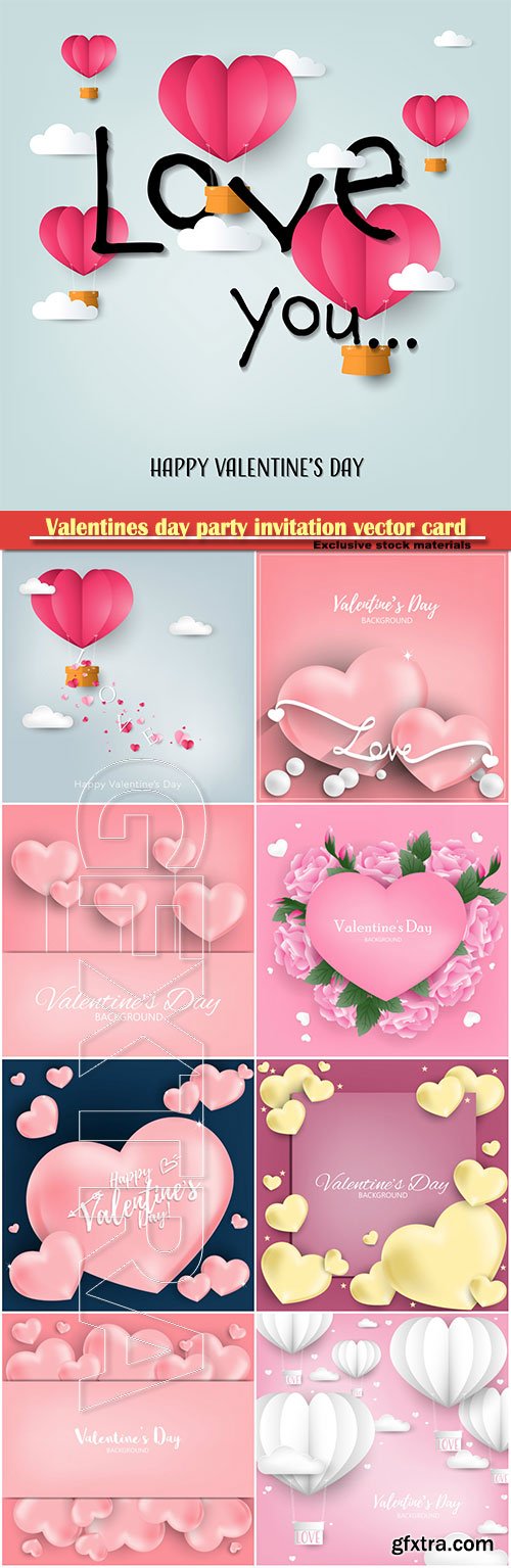 Valentines day party invitation vector card # 25