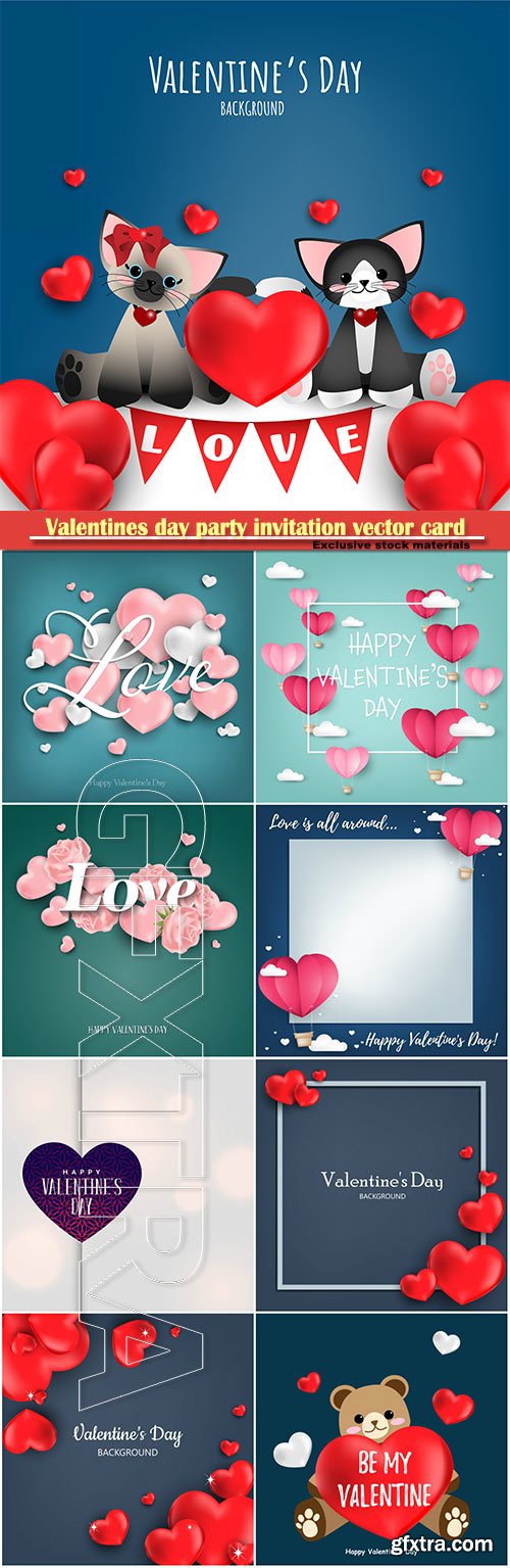 Valentines day party invitation vector card # 27