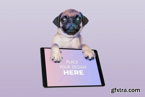 Dog with Computer Mockup